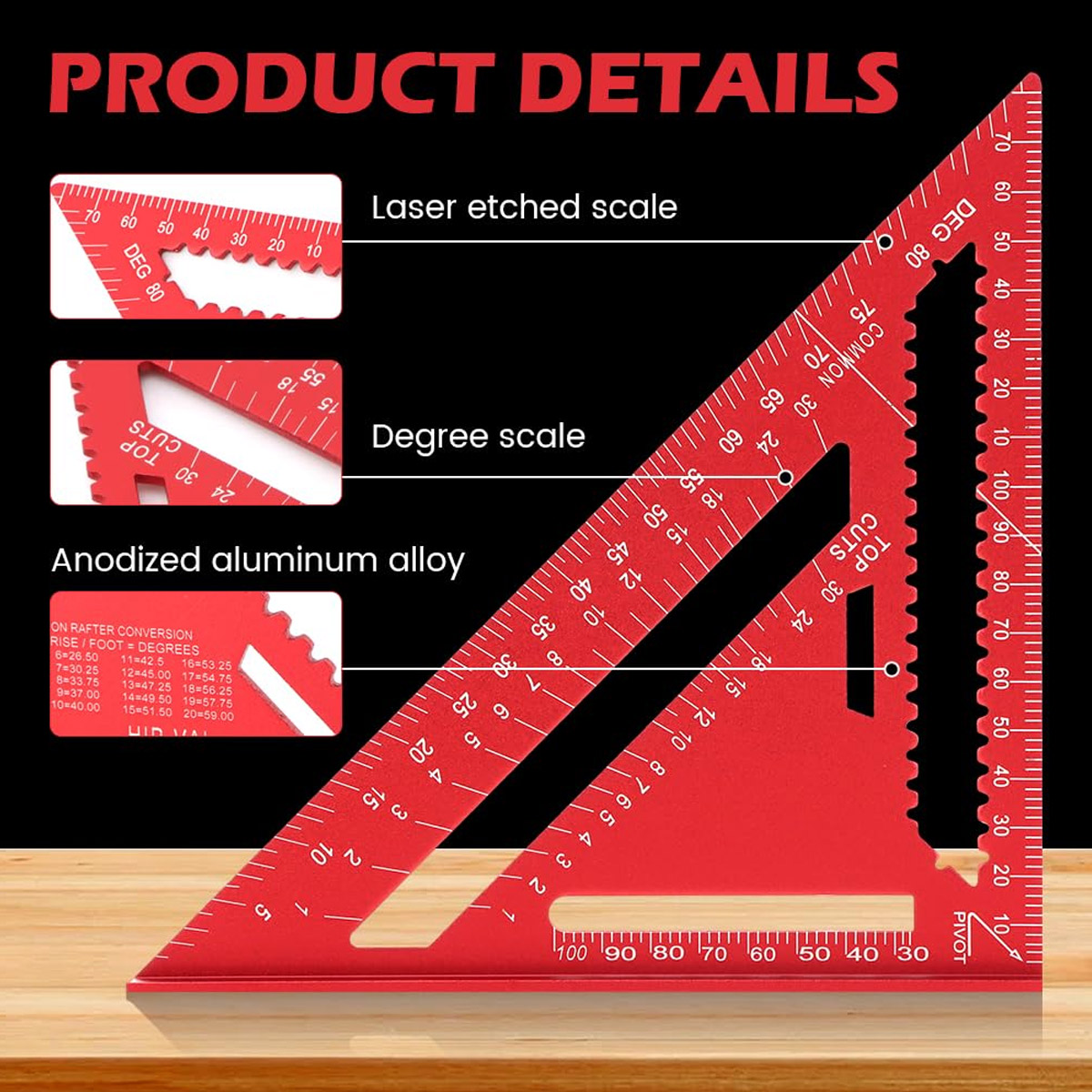 Woodworking Basics - Regla Triangular de Alta Precisión de
