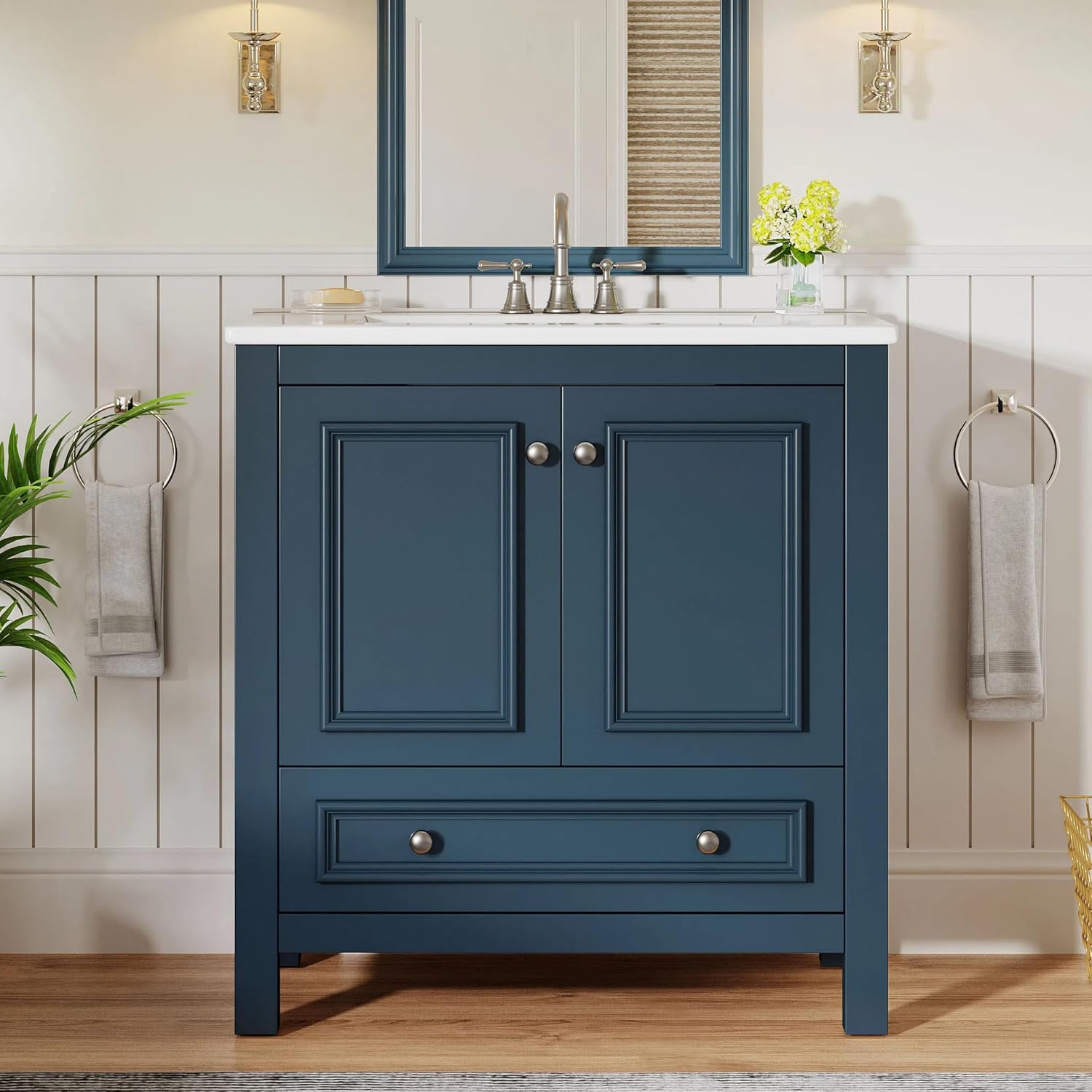 Woodworking Veneer - Mueble de baño independiente de 30