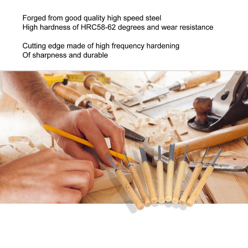 Juego de 8 cinceles de acero H - Skew Chisel Wood reseña y precio